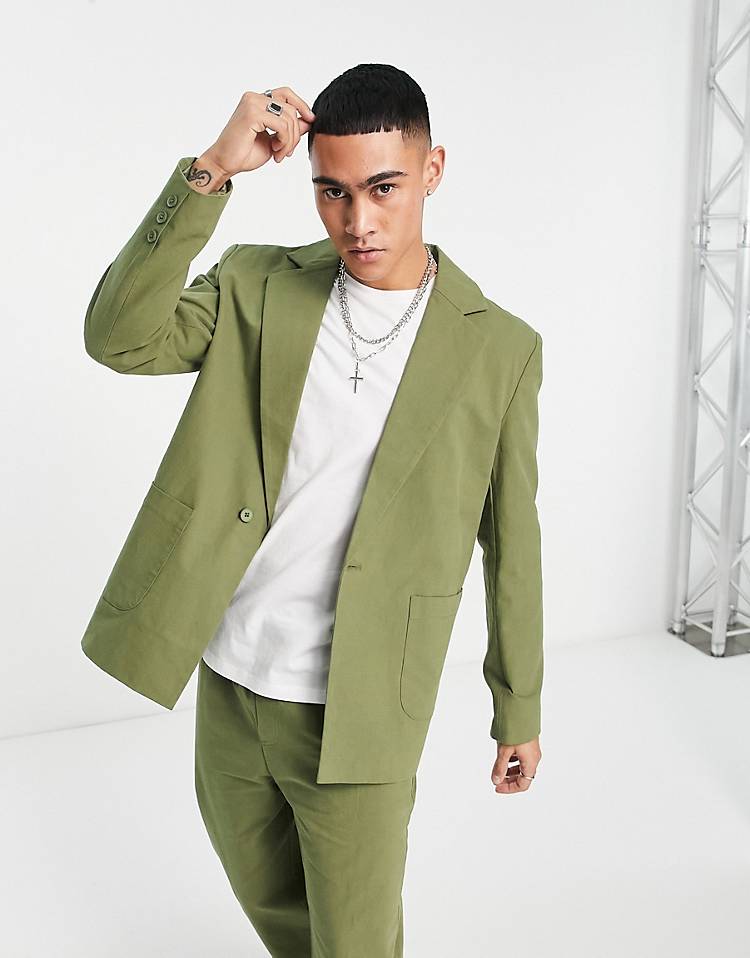 Reclaimed Vintage relaxed blazer set in khaki